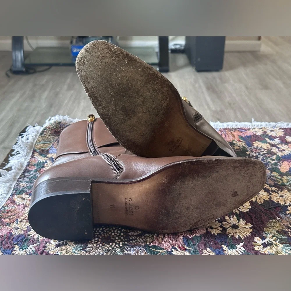 Gucci Horsebit Brown Leather Men’s Ankle Boots Size 11T 12 US - Picture 6 of 12